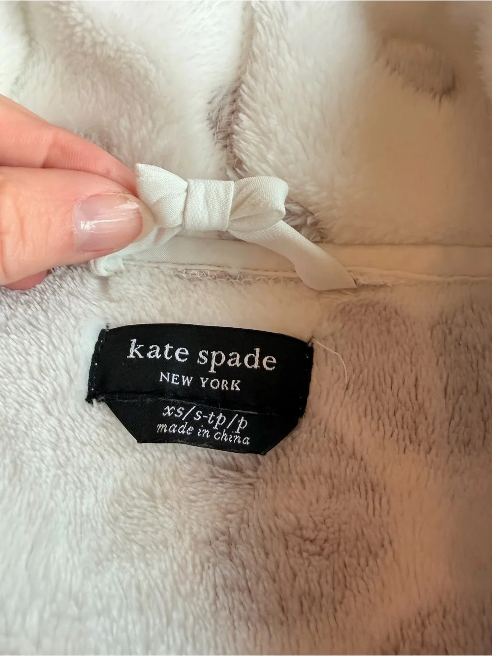 Kate Spade New York Jacquard Plush Robe Gray Floral Hearts Sz XS/P